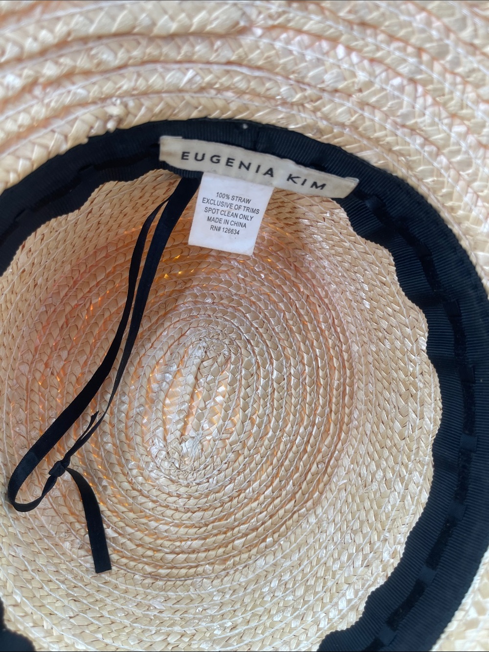 Eugenia Kim Straw Hat Beach Sun Sunhat Ribbon Tie Adjustable - Picture 8 of 12